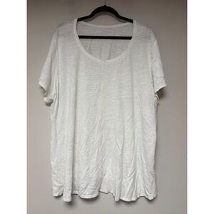 Eileen Fisher White Linen Blend Tunic Top Oversized Relaxed Fit 1X